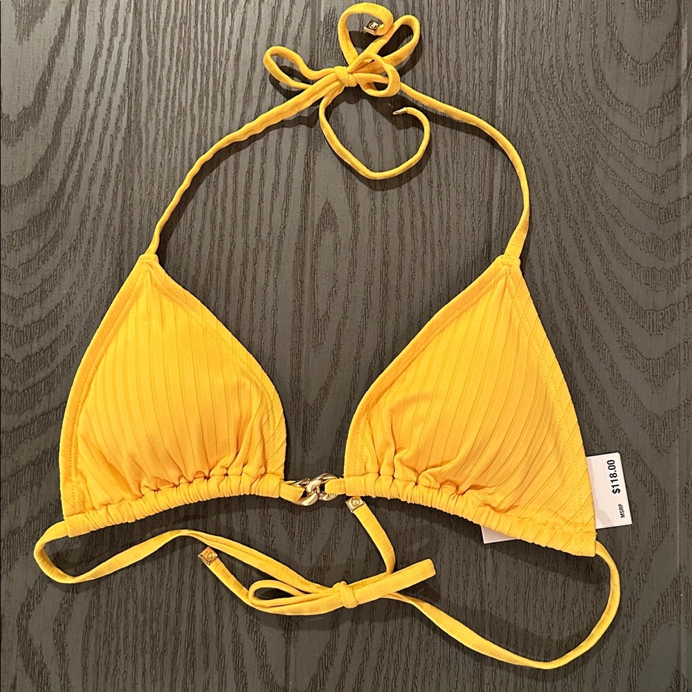 Michael Kors Yellow Ribbed String Bikini Set - Picture 3 of 12